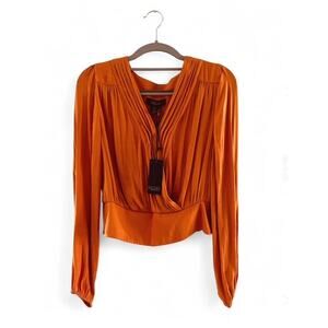 Rachel Roy Orange Silky Blouse Sz S - New with Tag